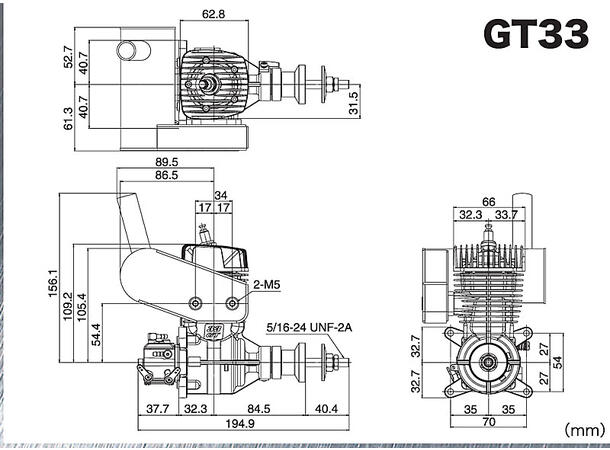 OS GT33 2-takt bensinmotor Skaffevare
