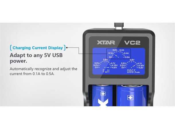 XTAR VC2 Li-Ion lader